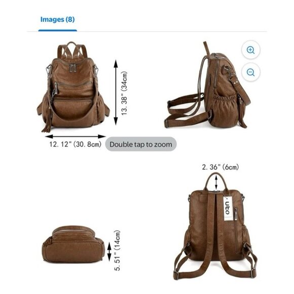 UTO Womens Backpack Purse Convertible Ladies Rucksack Crossbody Brown NEW. main image 5